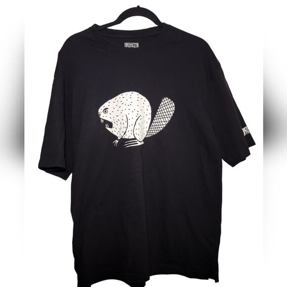 Duluth Trading Beaver Longtail Men's Black Short Sleeve Cotton T-Shirt‎ Medium - Picture 1 of 7